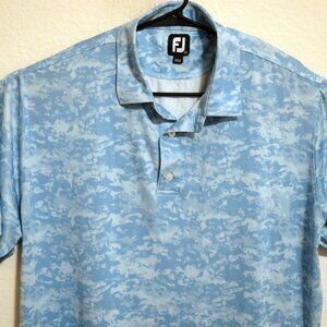 FootJoy Shirt Mens 2XL Short Sleeve Golf Polo Blue White Clouds
